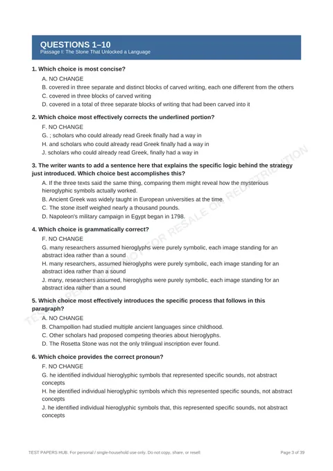 Questions preview