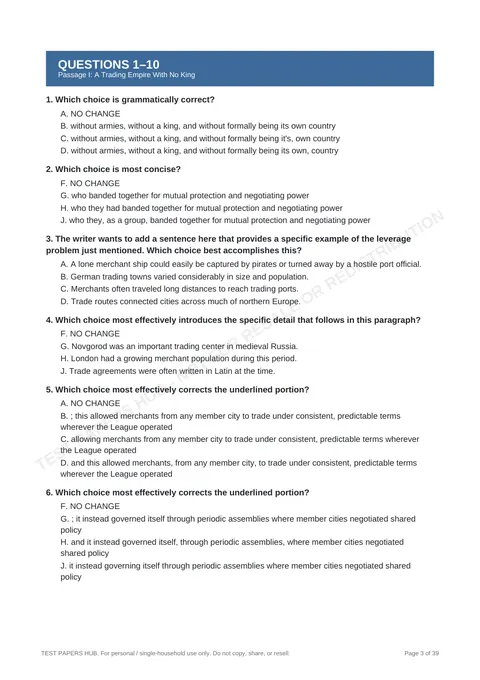 Questions preview