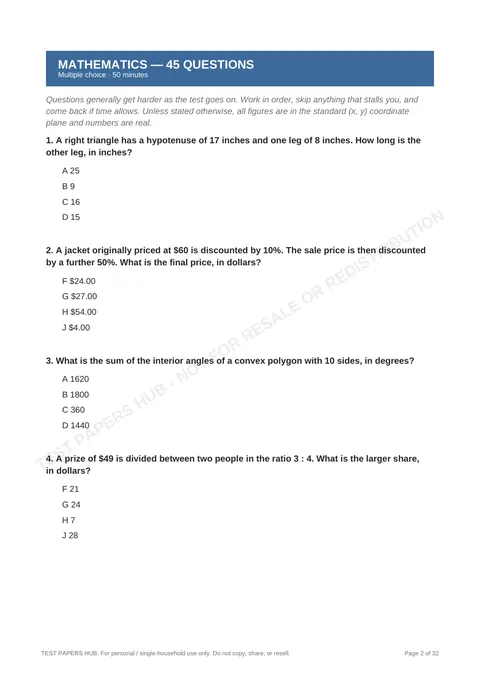 Questions preview