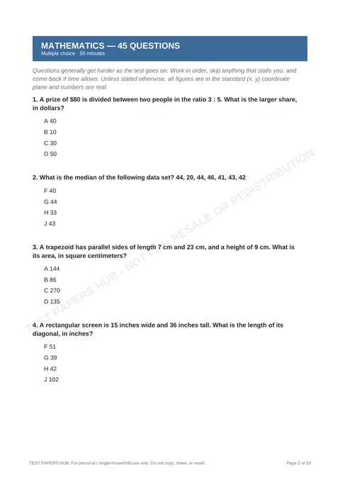 Questions preview