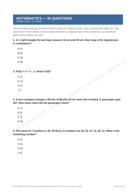 Questions preview