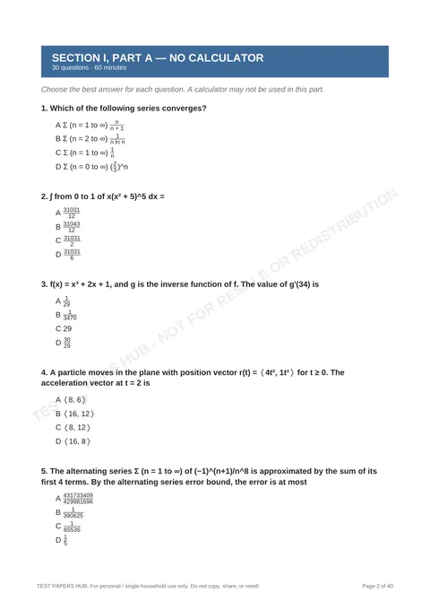 Questions preview
