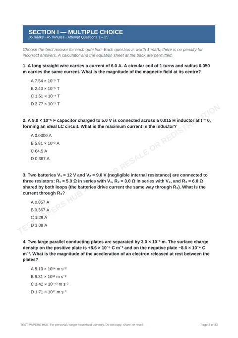 Questions preview