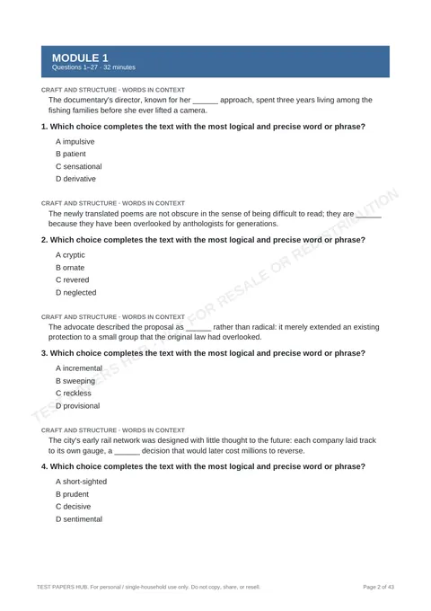 Questions preview