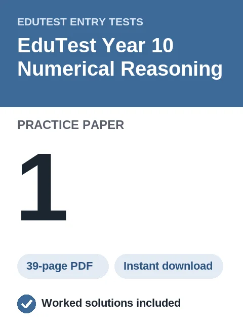 EduTest Year 10 Numerical Reasoning Practice Paper 1
