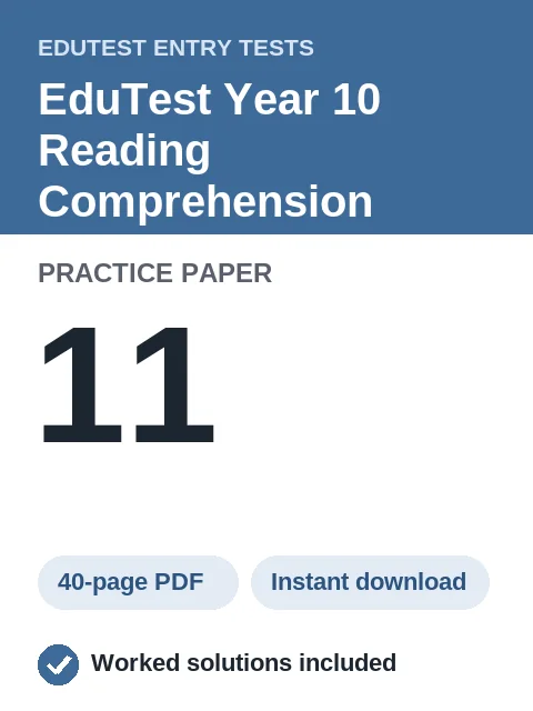 EduTest Year 10 Reading Comprehension Practice Paper 11