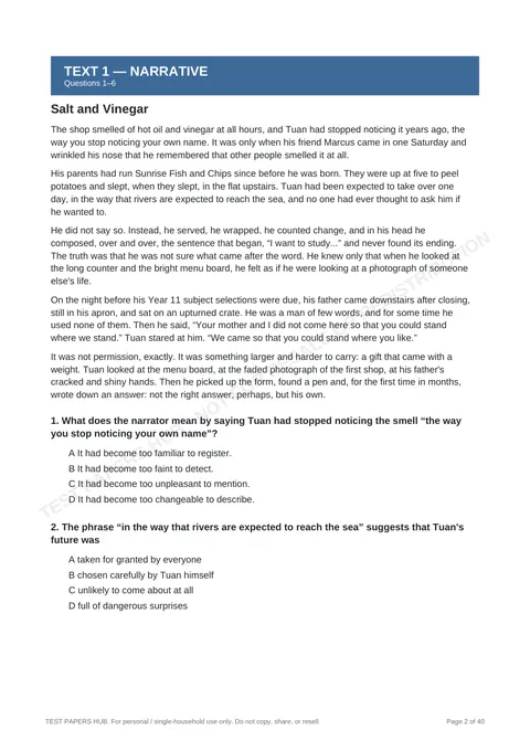 Questions preview