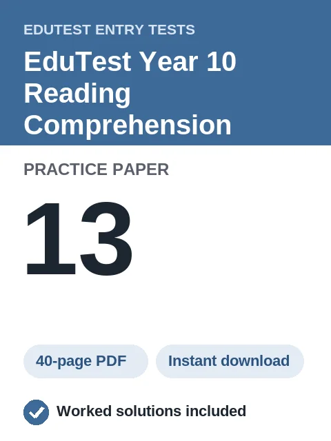 EduTest Year 10 Reading Comprehension Practice Paper 13