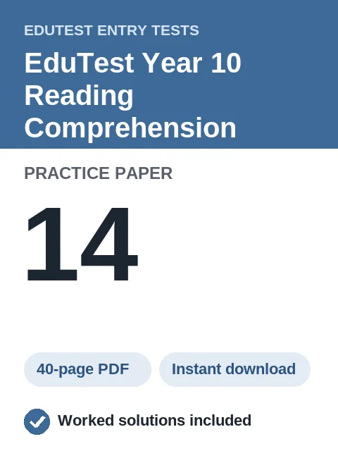 EduTest Year 10 Reading Comprehension Practice Paper 14