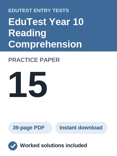 EduTest Year 10 Reading Comprehension Practice Paper 15
