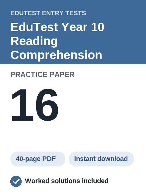 EduTest Year 10 Reading Comprehension Practice Paper 16