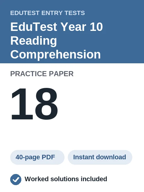 EduTest Year 10 Reading Comprehension Practice Paper 18