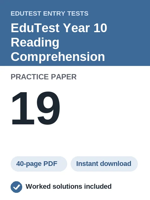 EduTest Year 10 Reading Comprehension Practice Paper 19