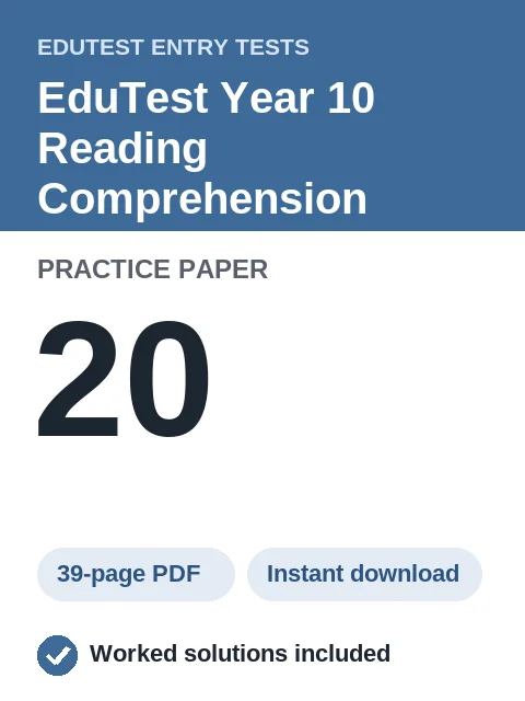 EduTest Year 10 Reading Comprehension Practice Paper 20
