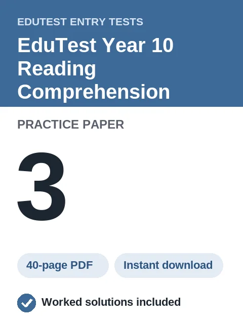 EduTest Year 10 Reading Comprehension Practice Paper 3