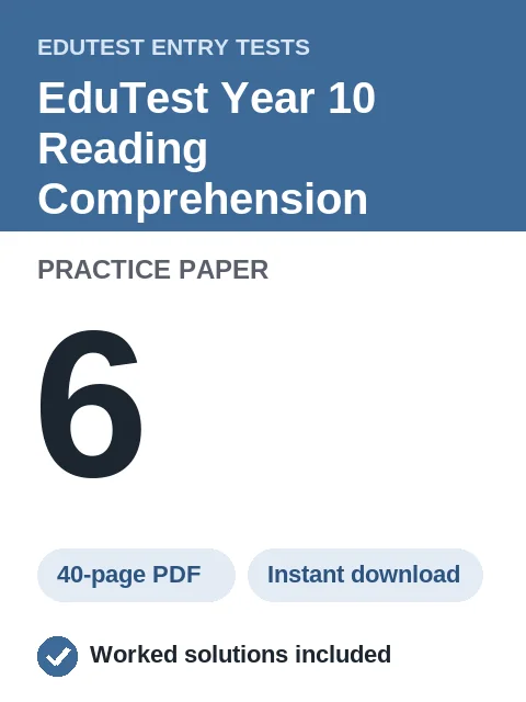EduTest Year 10 Reading Comprehension Practice Paper 6