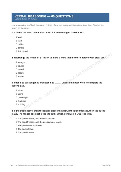 Questions preview