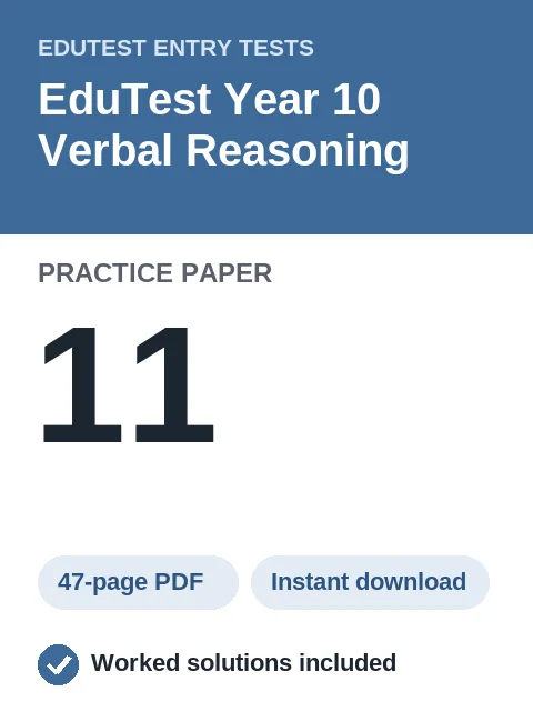 EduTest Year 10 Verbal Reasoning Practice Paper 11