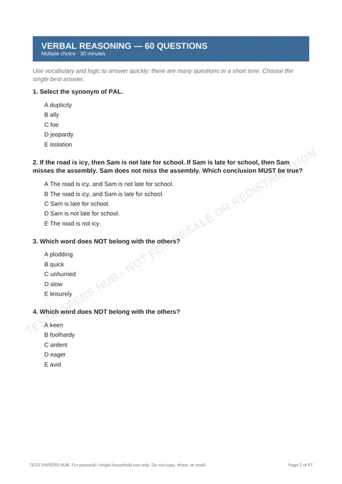 Questions preview