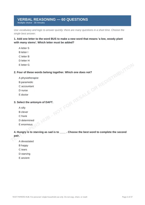 Questions preview