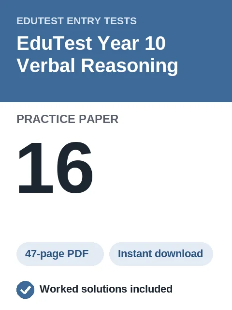 EduTest Year 10 Verbal Reasoning Practice Paper 16