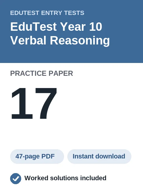 EduTest Year 10 Verbal Reasoning Practice Paper 17