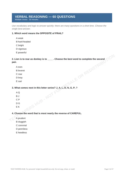 Questions preview