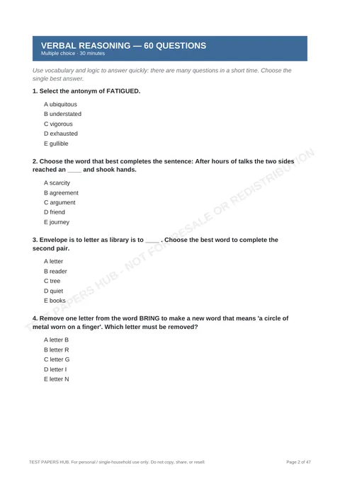 Questions preview