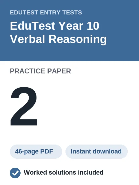 EduTest Year 10 Verbal Reasoning Practice Paper 2