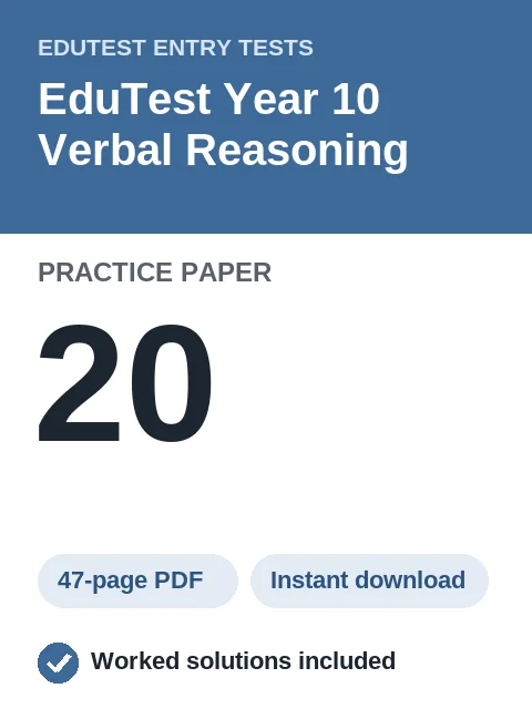 EduTest Year 10 Verbal Reasoning Practice Paper 20