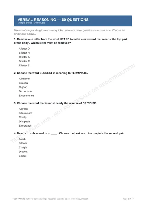 Questions preview