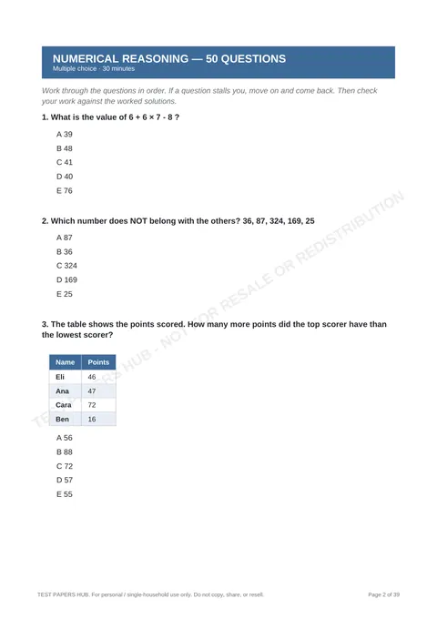 Questions preview