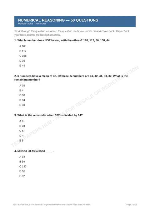Questions preview