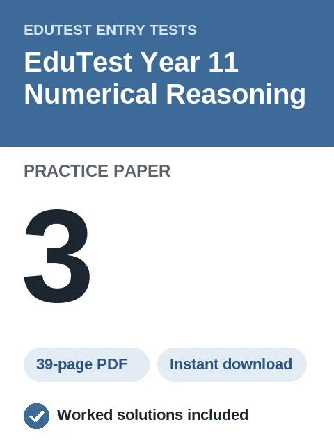 EduTest Year 11 Numerical Reasoning Practice Paper 3