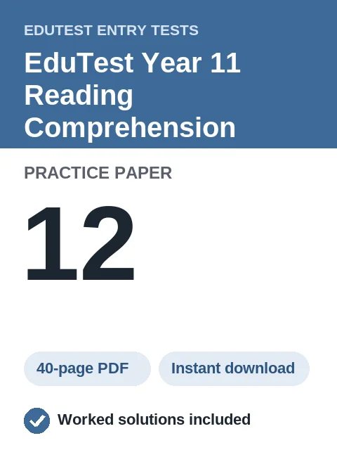 EduTest Year 11 Reading Comprehension Practice Paper 12