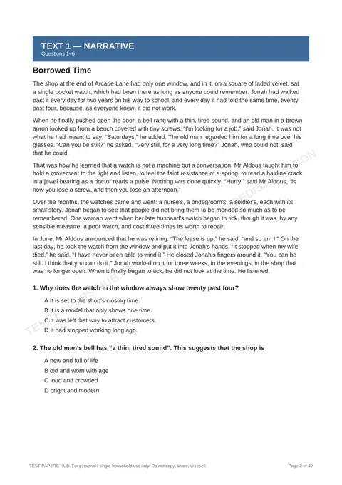 Questions preview