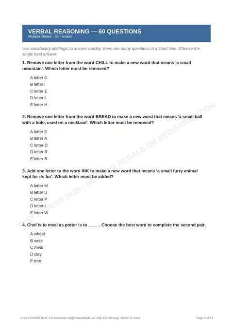 Questions preview