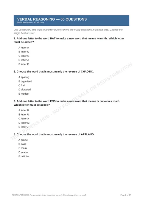 Questions preview