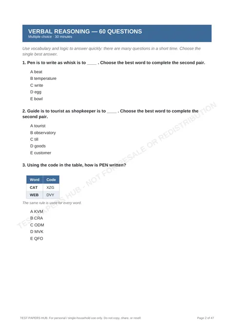 Questions preview