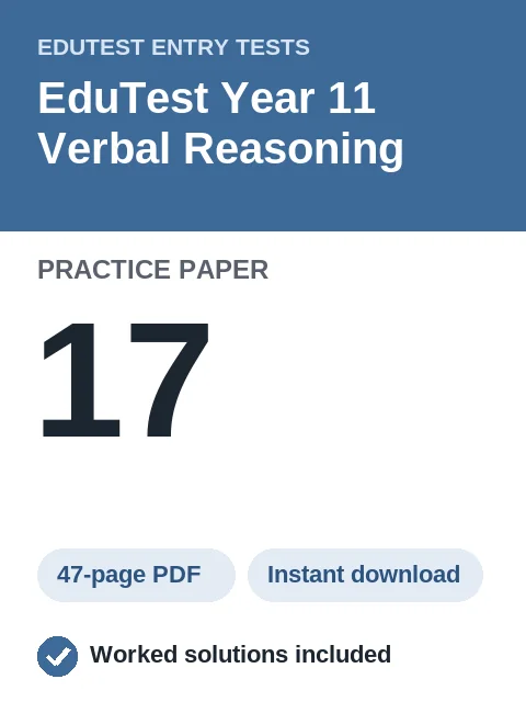 EduTest Year 11 Verbal Reasoning Practice Paper 17
