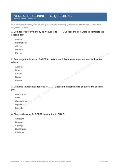 Questions preview
