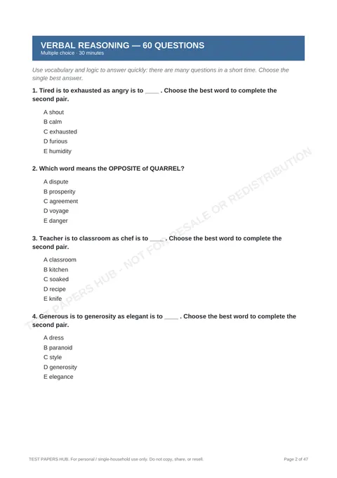 Questions preview