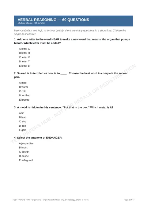 Questions preview