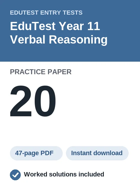 EduTest Year 11 Verbal Reasoning Practice Paper 20