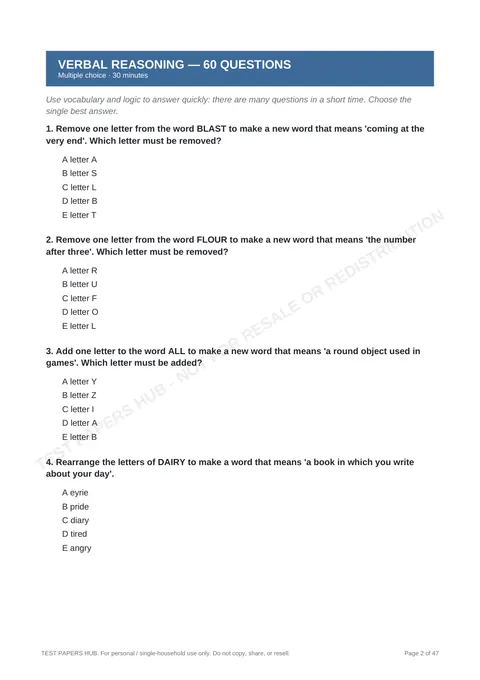 Questions preview