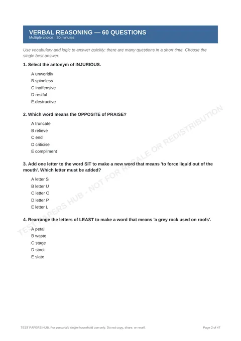 Questions preview