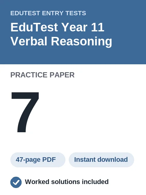 EduTest Year 11 Verbal Reasoning Practice Paper 7