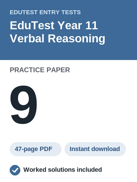 EduTest Year 11 Verbal Reasoning Practice Paper 9
