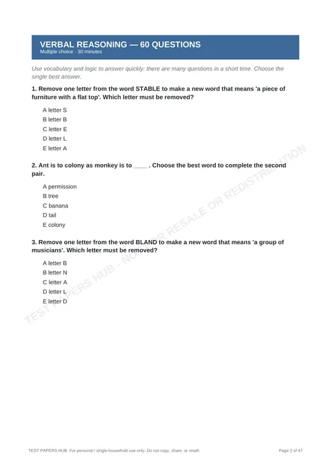 Questions preview