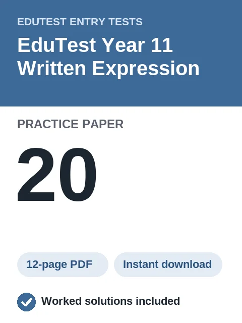 EduTest Year 11 Written Expression Practice Paper 20
